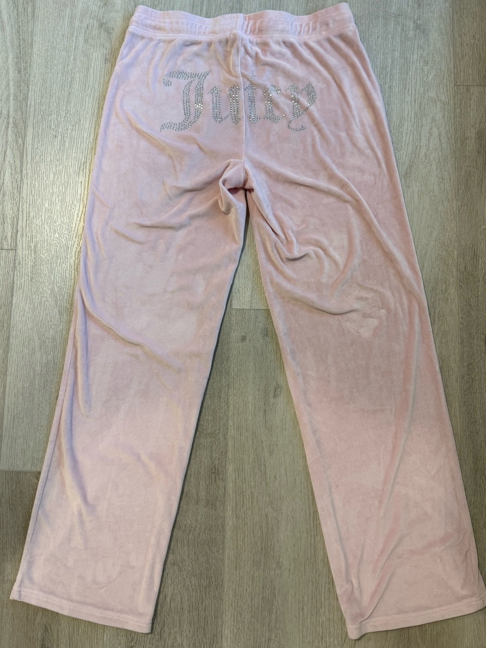 Juicy Couture Pink Velour Lounge Pants with Rhinestone Logo Medium